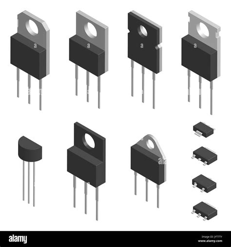 Conjunto De Transistores De Diferentes Formas Aislado Sobre Fondo