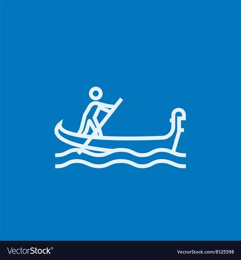 Sailor Rowing Boat Line Icon Royalty Free Vector Image