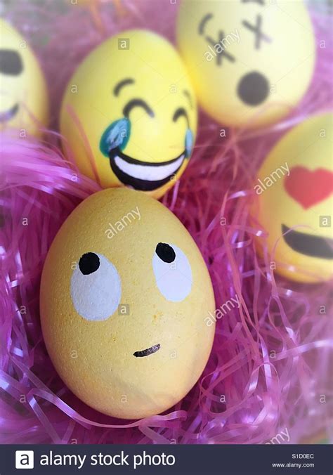 Easter basket filled with emoji Easter eggs, USA Stock Photo - Alamy