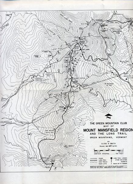 Mount Mansfield Map Green Mountains Vermont • Mappery