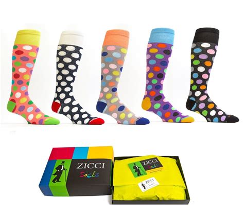 Knee High Socks Women T Box Set Of 5 Happy Colorful Pattern Crazy