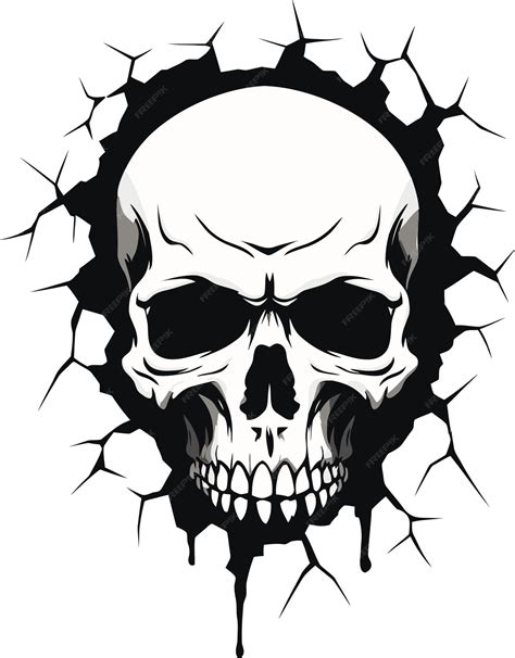 Premium Vector Emerging Skull The Hidden Face Of The Wall Cracked