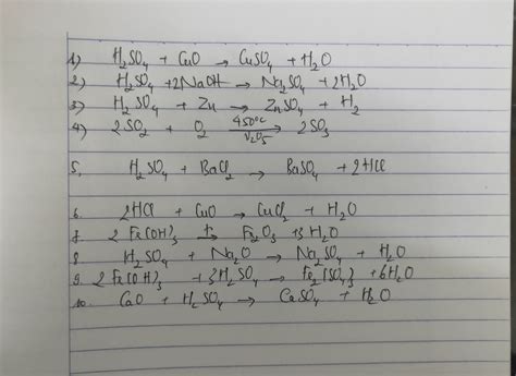 Hoàn Thành Phương Trình Phản ứng 1 H2so4 →cuso4 H2o 2 H2so4 Naoh →