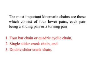 Kinematics Inversions Of Bar And Slide Crank Chain Ppt