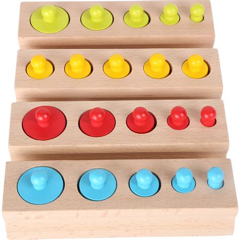 Montessori jeu à emboîter multicolore en bois