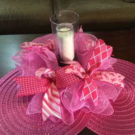 Breast Cancer Ribbon Candle Holder Breast Cancer Ribbon Centerpiece