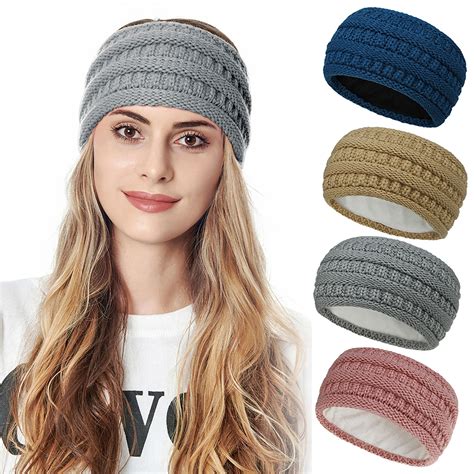 Pontos Warm Women Wide Brimmed Elastic Knitted Headband Hairband