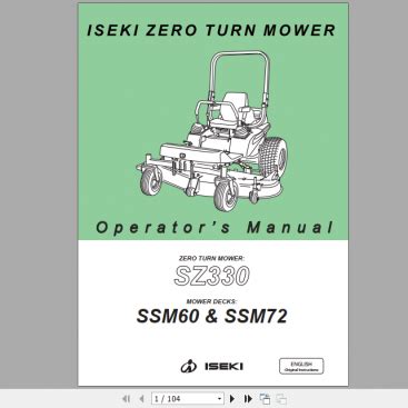 Iseki Lawn Mowers Sxg Sxg Operator Manual