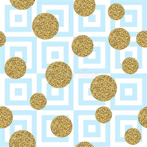 Gold Glittering Confetti Circles On Black Stripes Seamless Pattern