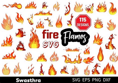 115 Fire Flames Svg Flame Svg Fire Clipart Campfire Svg Fire Flame