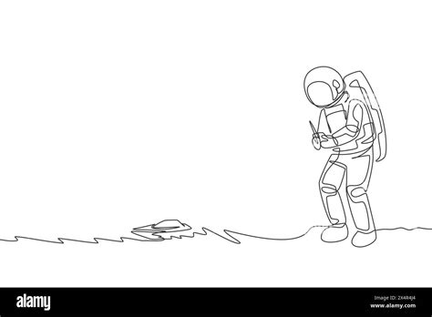 One Continuous Line Drawing Of Astronaut Playing Speed Boat Radio