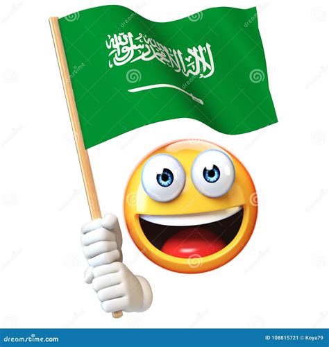 Emoji Holding Saudi Arabia Flag, Emoticon Waving National Flag 3d ...