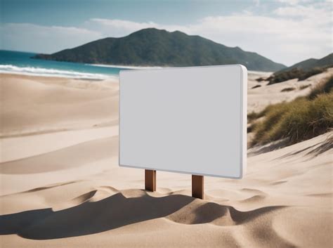 Premium Psd Beach Billboard White Blank Billboard At Beach Side