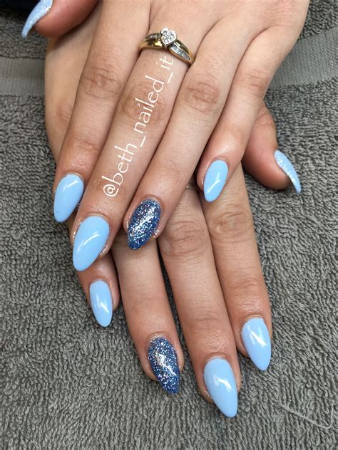 Blue Almond Nail With Bow