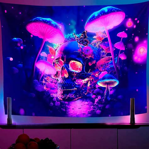 Amazon Hysenm Blacklight Skull Tapestry 70x90 Inches Fantasy Sea