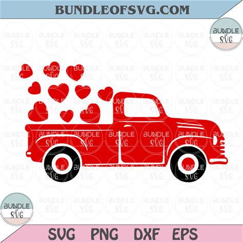 Valentines Red Truck Svg Valentines Truck Svg Truck With Hearts Svg