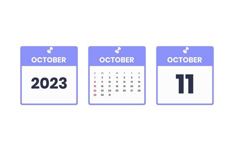 October calendar design. October 11 2023 calendar icon for schedule ...