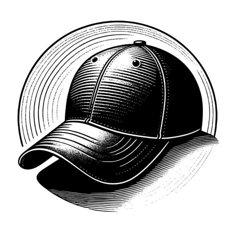 Black and white illustration of a single baseball cap 44014345 Vector ...