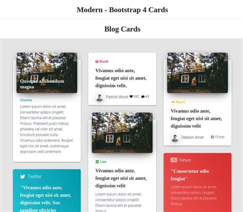 Modern Bootstrap 4 Cards Cards Lorem Ipsum Blog