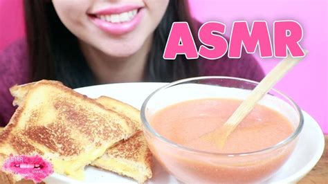 Asmr Grilled Cheese And Tomato Soup Mukbang Eating A Grilled Cheese