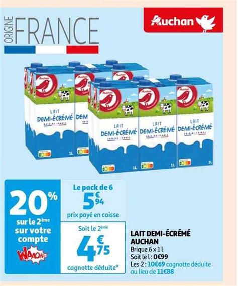 Promo Lait Demi Cr M Auchan Chez Auchan Icatalogue Fr