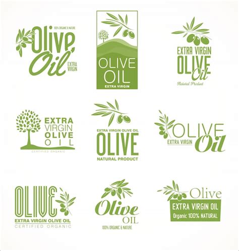 Etiquetas De Aceite De Oliva Vector Premium