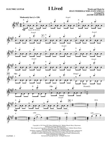 I Lived - Guitar | Sheet Music Direct