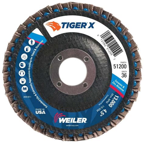 Weiler Flap Disc 7 8 Hole 36 501 Grit Zirconia Alumina Type 29