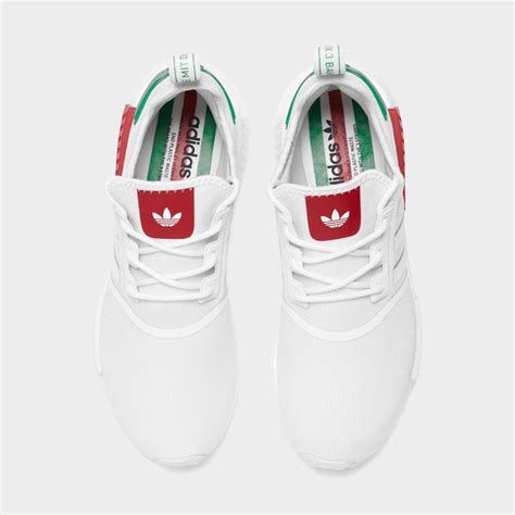 Adidas Nmd R1 Casual Shoes White Green Red Sz 11 5 Hq1434 Ebay