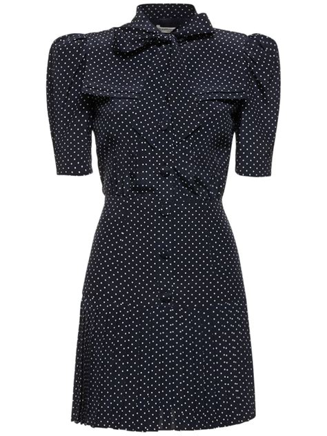 Alessandra Rich Polka Dot Silk Pleated Mini Dress We Select Dresses