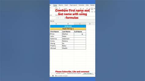 Combine First Name And Last Name Without Using Formulas In Excel Flash Fill Youtube