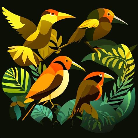 Conceptos De Aves De La Selva Tropical En Vectores Vector Premium