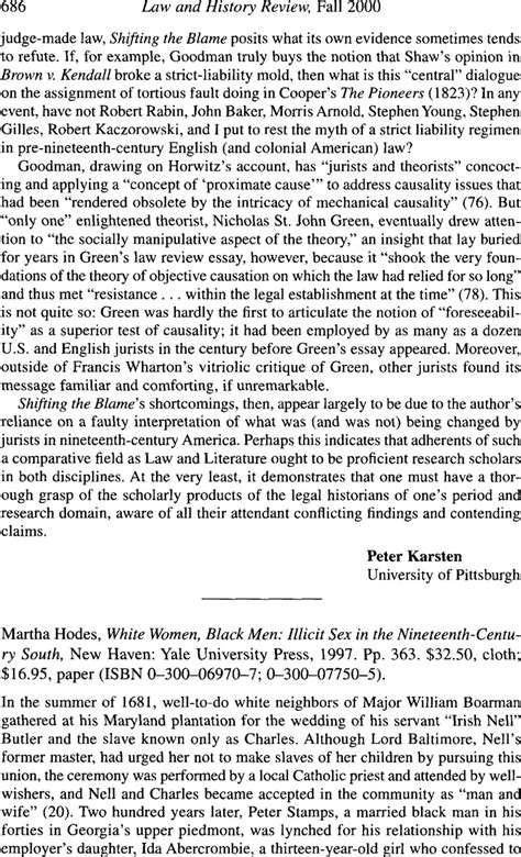 Martha Hodes White Women Black Men Illicit Sex In The Nineteenth Century South New Haven