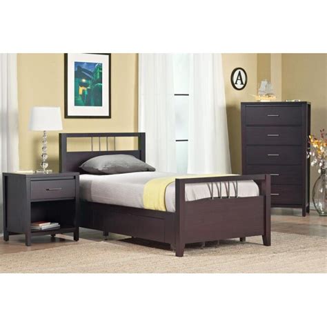 Modus Furniture Nevis Espresso Twin Wood Panel Bed With Storage At