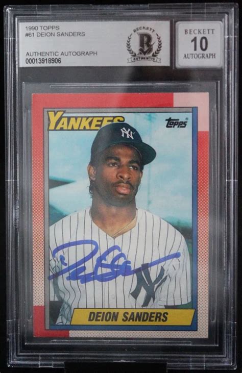 Deion Sanders Signed 1990 Topps 61 Bgs Pristine Auction