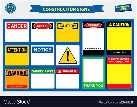 Set of construction sign template Royalty Free Vector Image