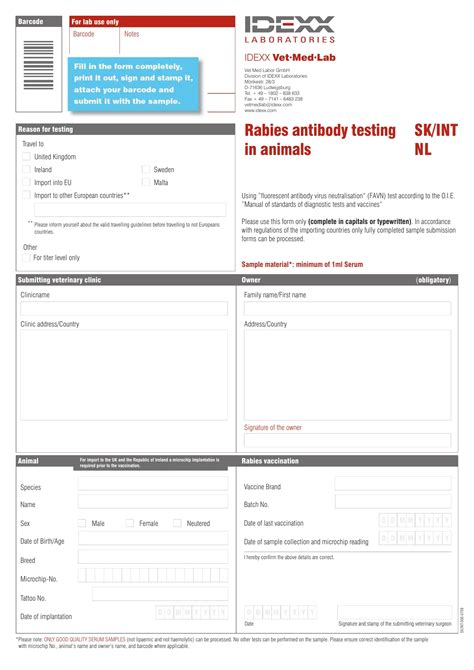 Idexx Rabies Test Form Fill Out Printable Pdf Forms Online