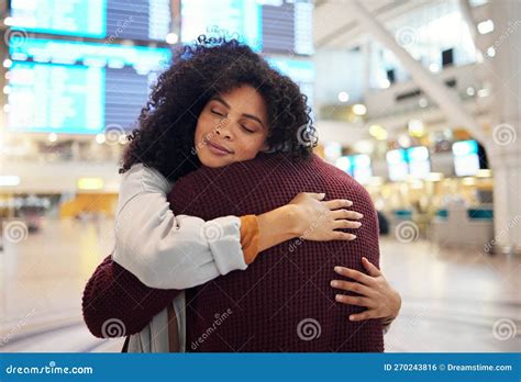 Couple Hug And Embracing Goodbye At Airport For Travel Trip Or Flight