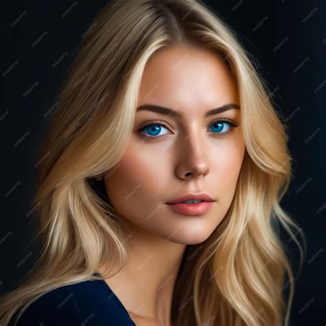 Premium Photo A Woman With Long Blonde Hair And Blue Eyes