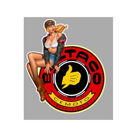 Bultaco Left Vintage Pin Up Laminated Decal Cafe Racer