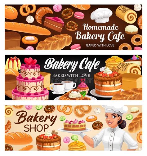 Bakery House Vector Poster Confectioner Desserts Stock Illustration