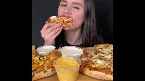 Asmr Domino’s Cheese Burst Chicken Pizza Mukbang Eating Sounds Shorts Youtube