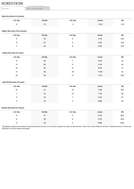 Childrens Shoe Size Conversion Charts 0 12 Years Download Printable