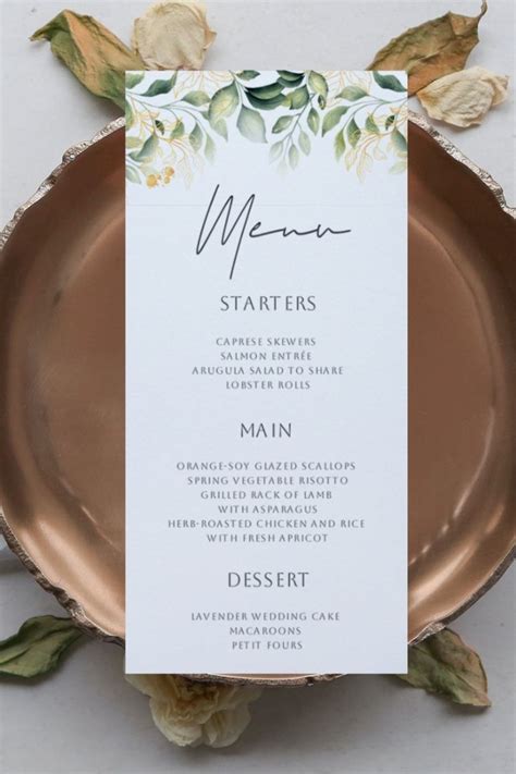 Wedding Menu Template Minimalist Elegant Wedding Menu Modern Wedding