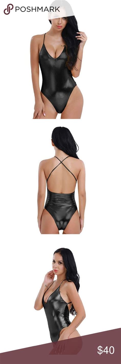 Shiny Metallic One Piece Thongs Monokini Leotards One Piece Leotards Monokini