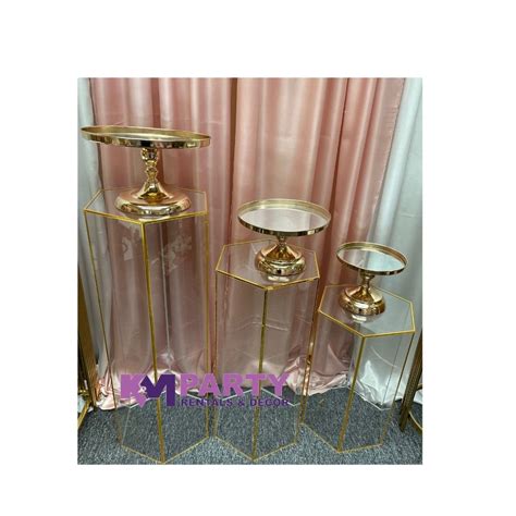 Hexagon Plinths Set Of 3 Km Party Rental