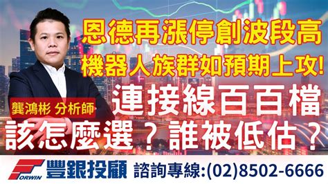 20241021龔鴻彬分析師｜恩德再漲停創波段高，機器人族群如預期上攻 連接線百百檔 該怎麼選？誰被低估？恩德、全球傳動、直得、信音、萬旭