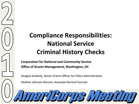 Ppt Compliance Responsibilities National Service Criminal History