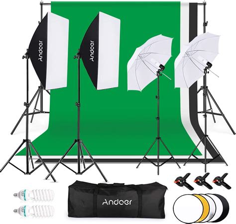 Andoer Photo Studio Lighting Kit 1 8mx 2 8m 6x 9ft Background Support