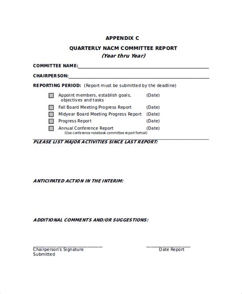 9 Committee Report Templates Sample Templates